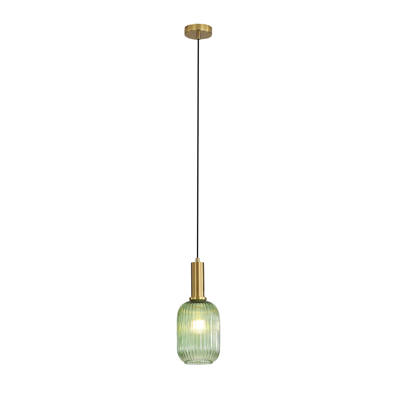 Luxe.130 Green Ribbed Glass Pendant Light