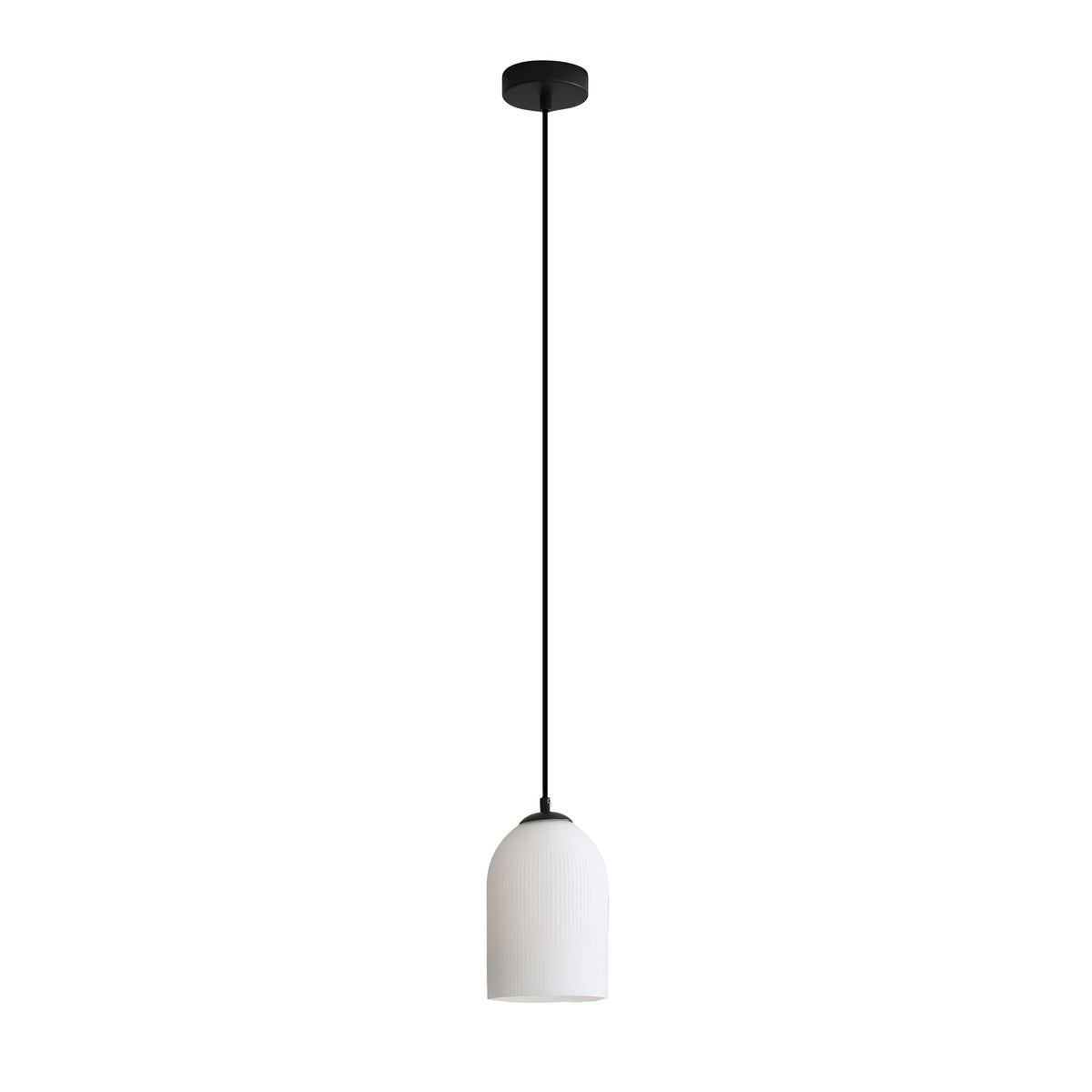 Arley Black & Opal Ribbed Glass Pendant