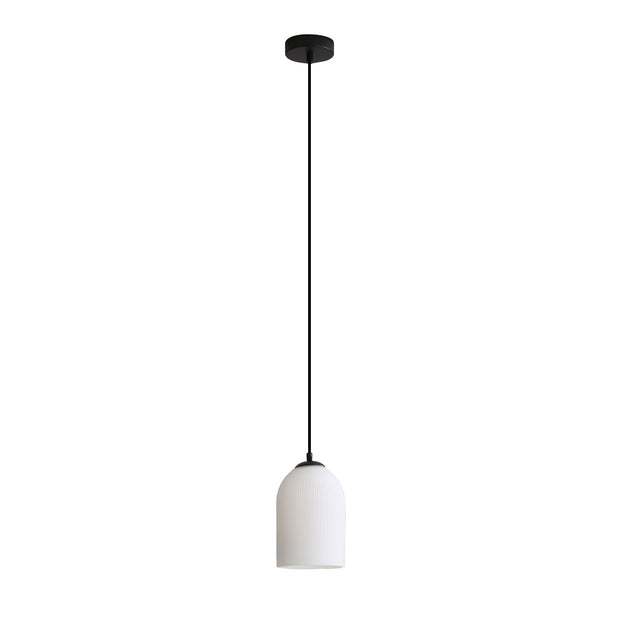 Arley Black & Opal Ribbed Glass Pendant