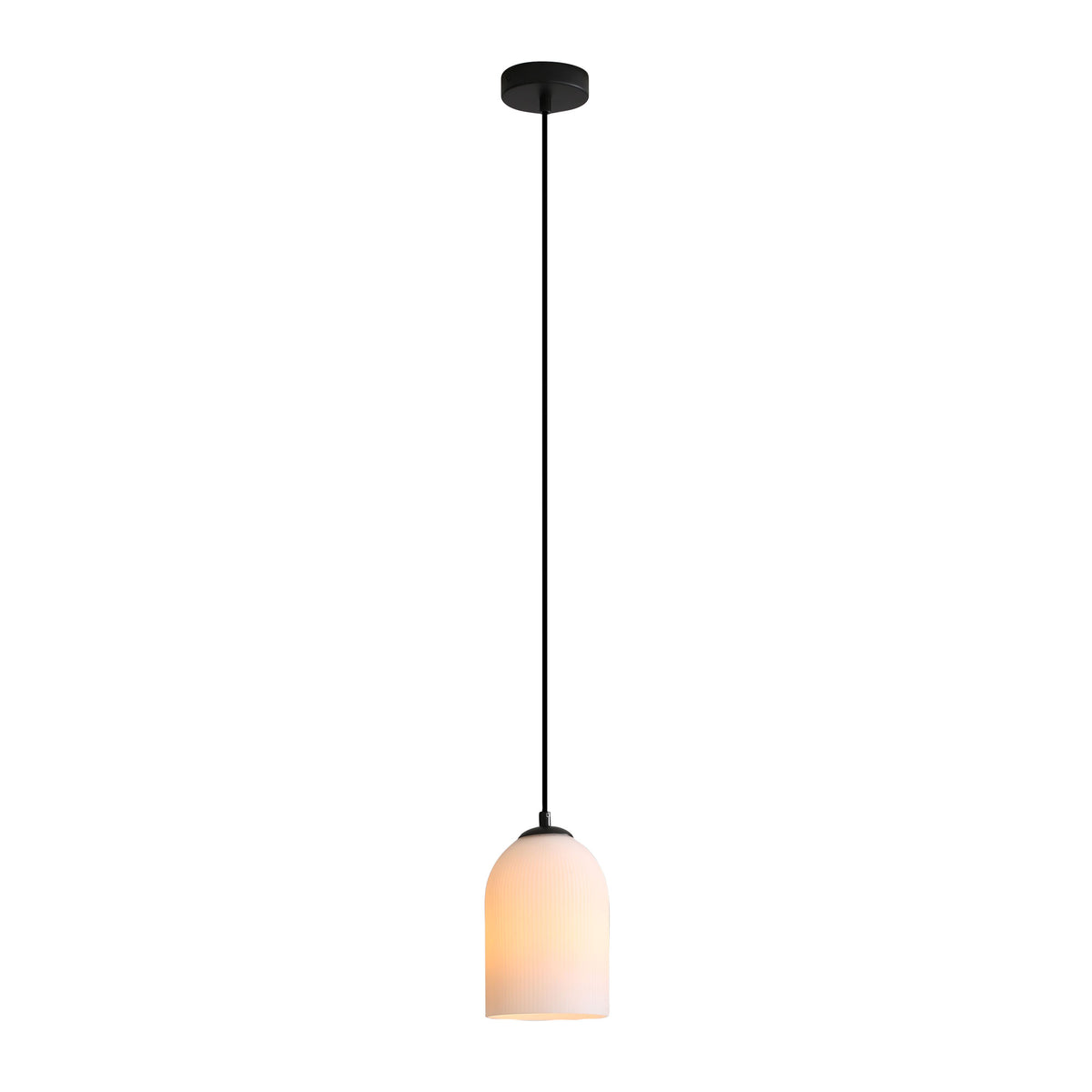 Arley Black & Opal Ribbed Glass Pendant