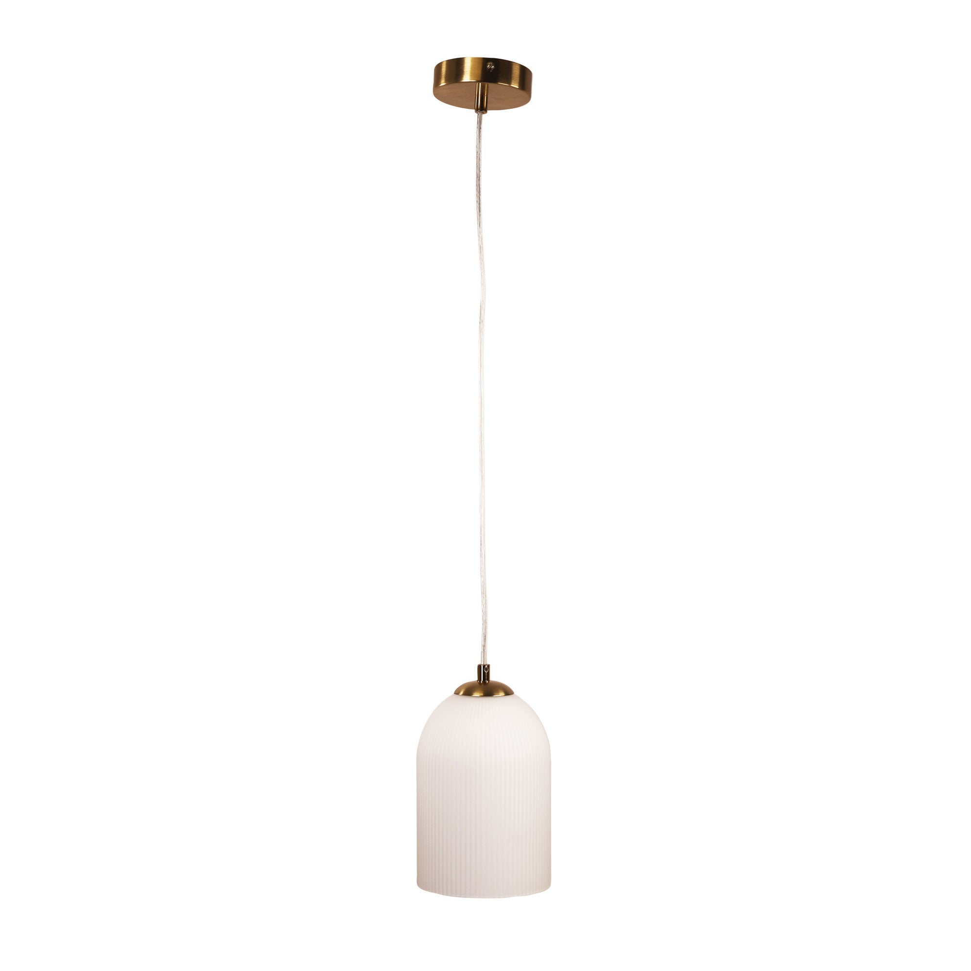 Arley Pendant Satin Brass Ribbed Glass