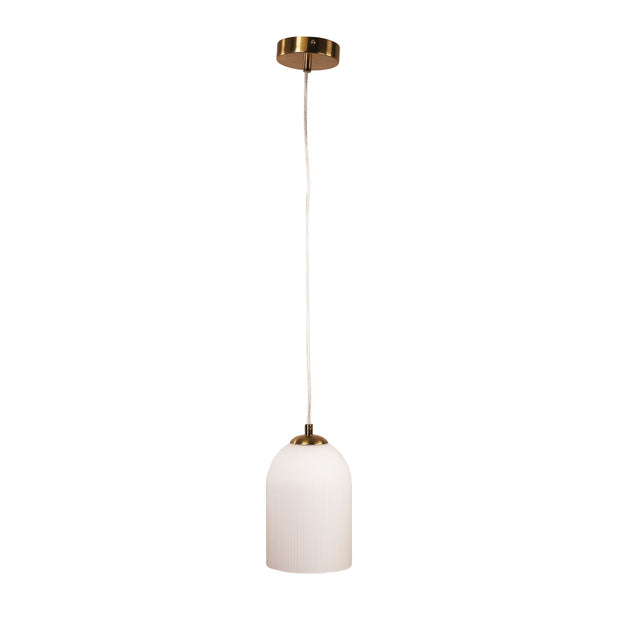 Arley Pendant Satin Brass Ribbed Glass
