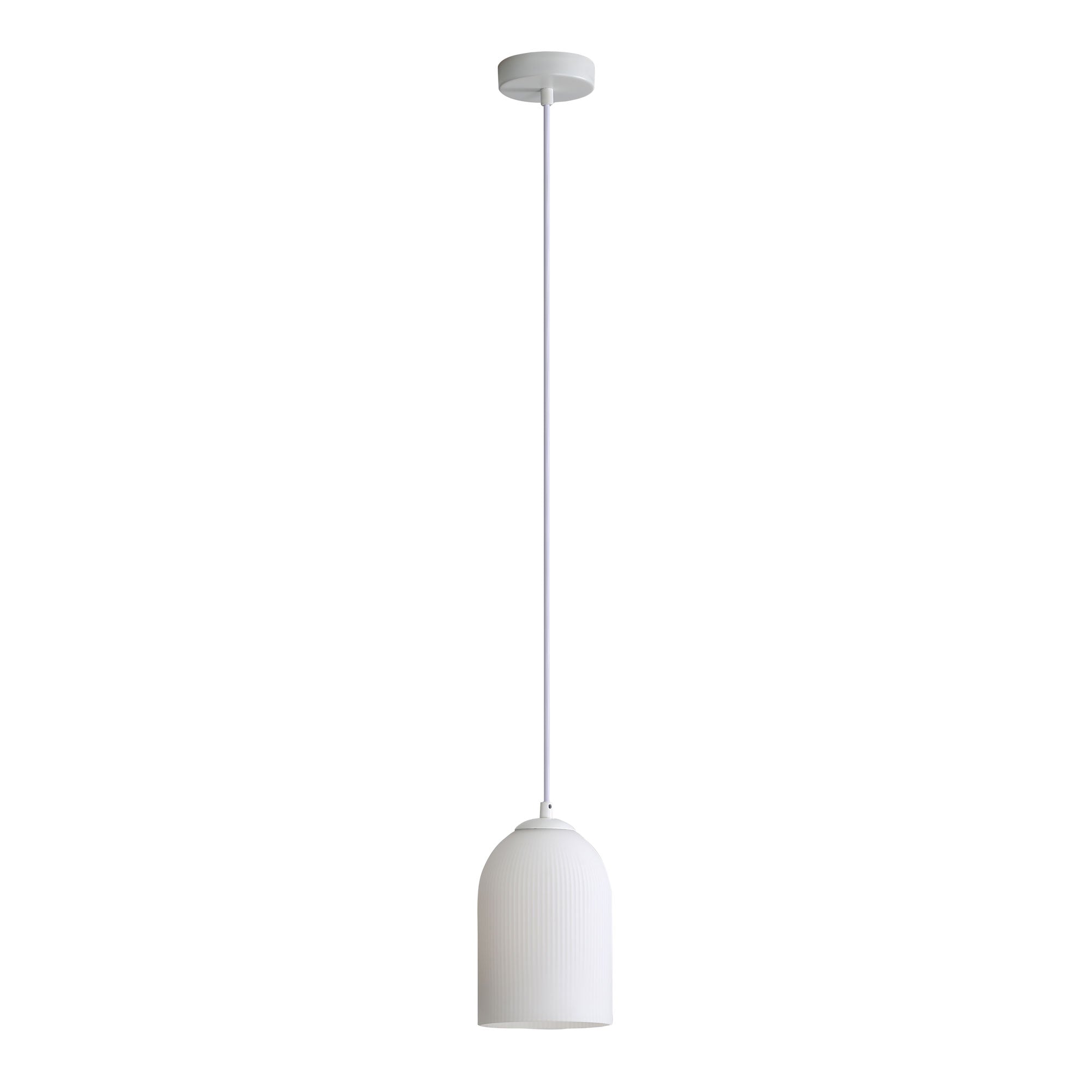Arley White Ribbed Glass Pendant