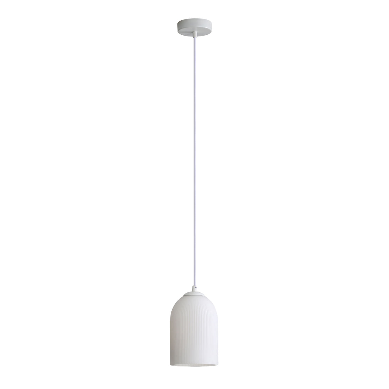Arley White Ribbed Glass Pendant
