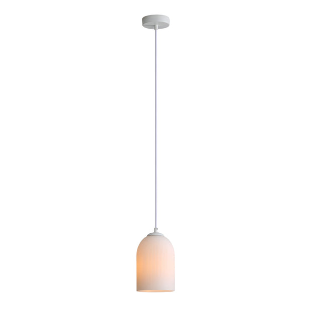 Arley White Ribbed Glass Pendant