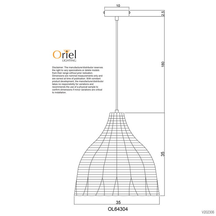Bukit Natural Rattan Cane Pendant