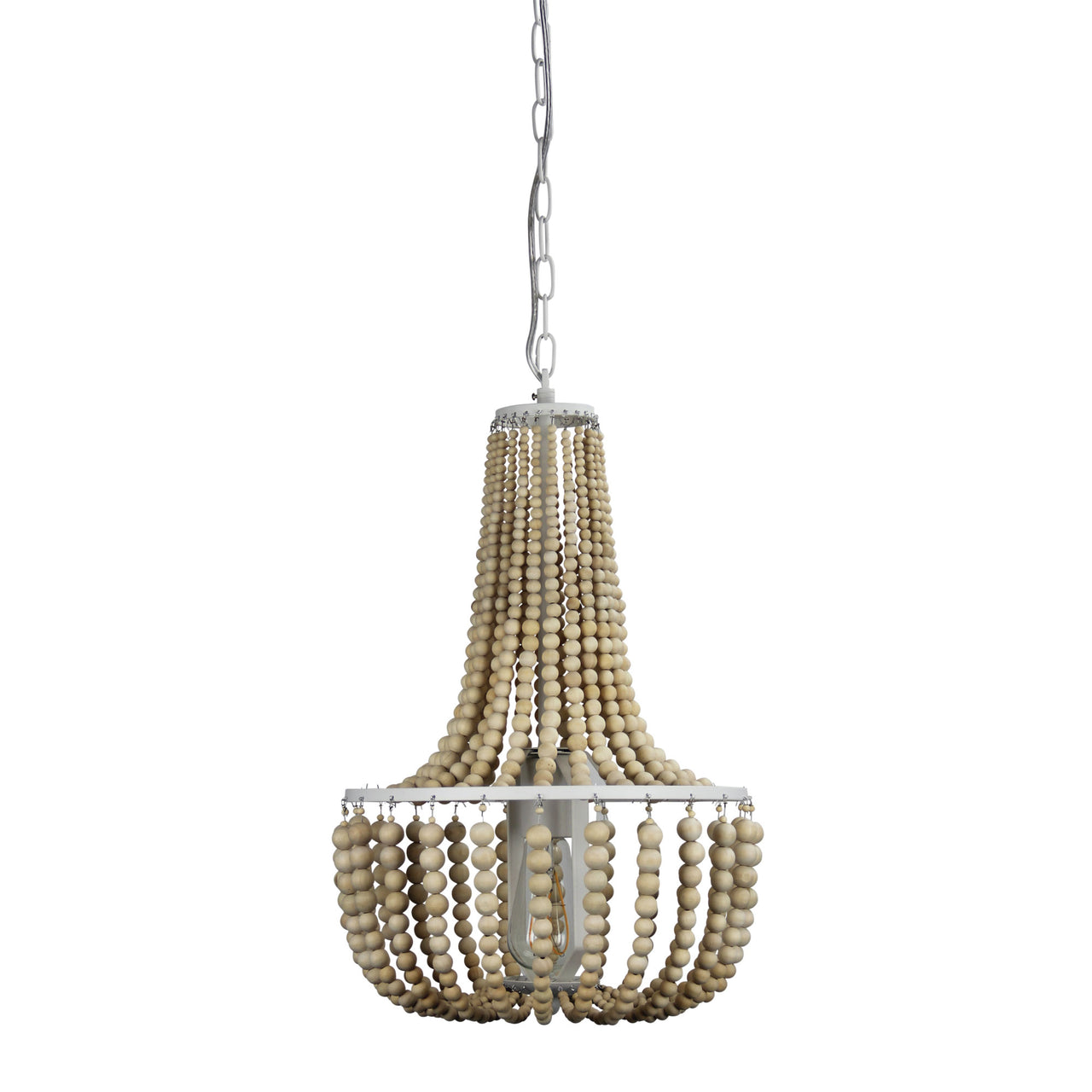 Cascara 1 Light Natural Wooden Beaded Pendant
