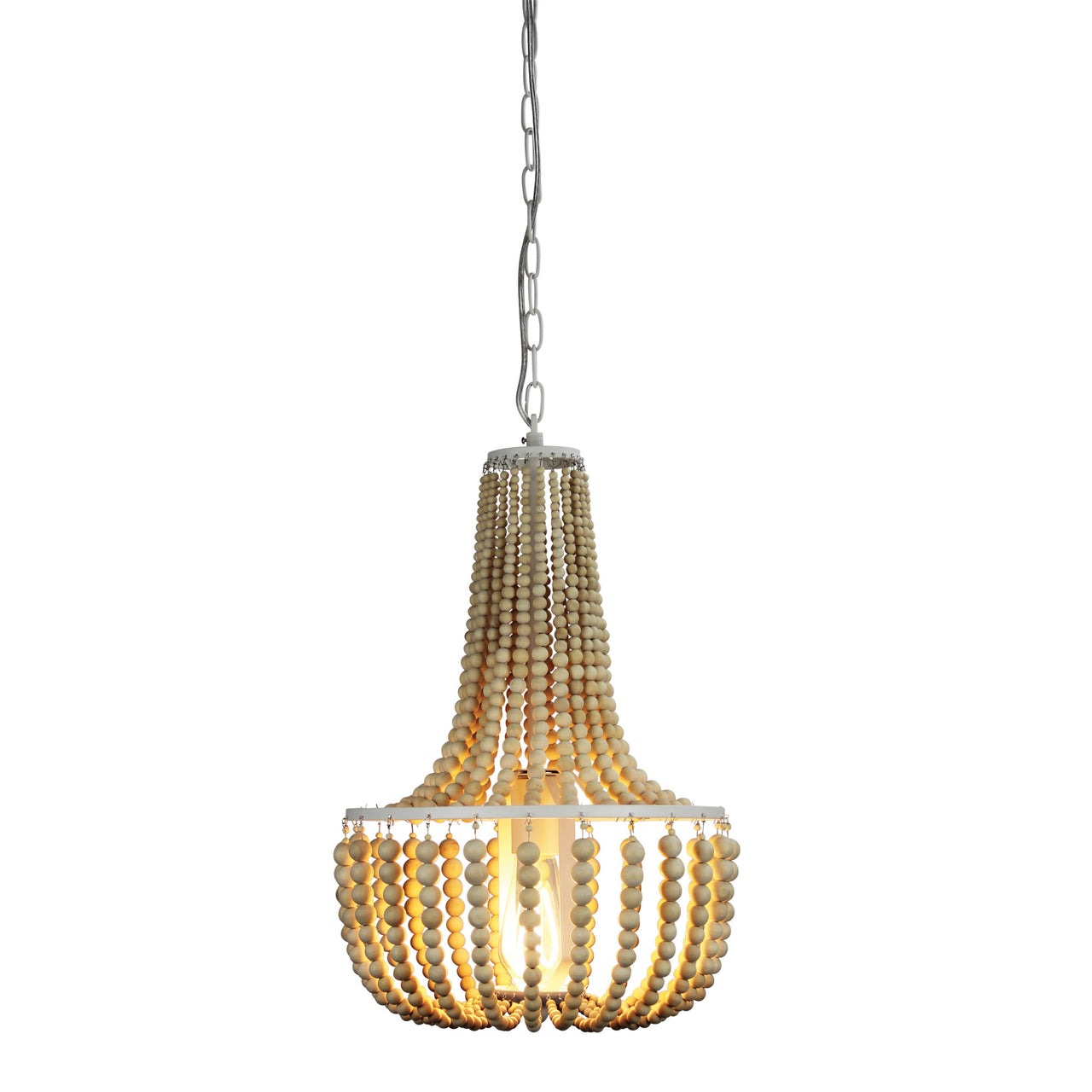 Cascara Natural Wooden Beaded 1 Light Pendant