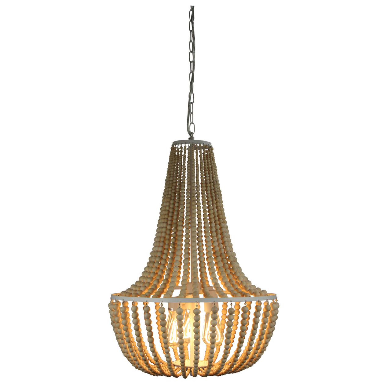 Cascara Natural Wooden Beaded 3 Light Pendant