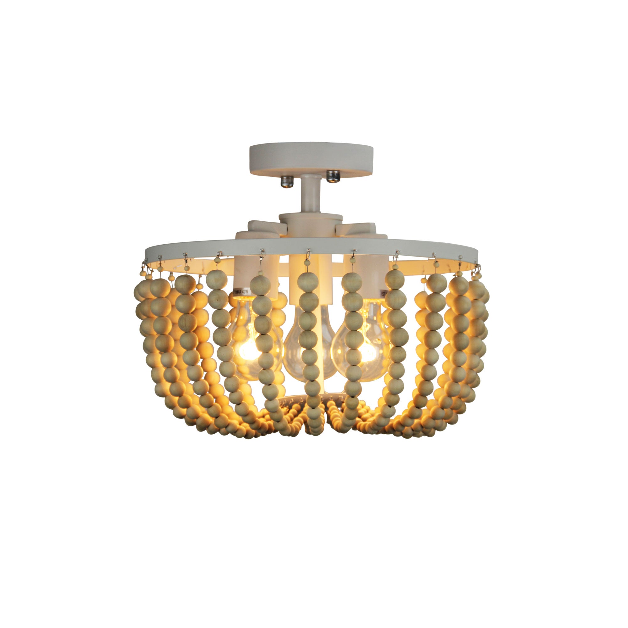 Cascara Natural Wooden Beaded 3 Light Ctc Ceiling Light