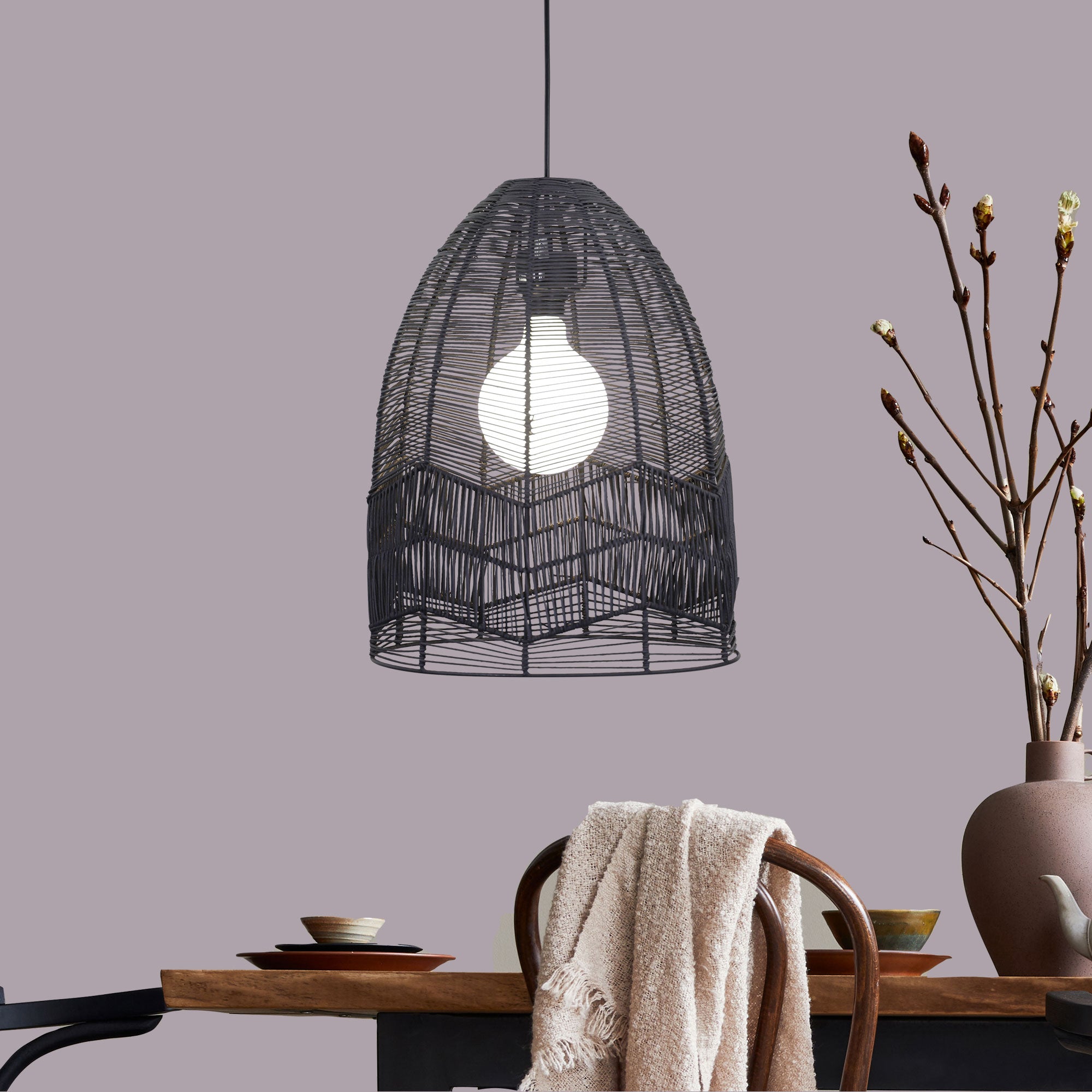 Serang.35 Black Rattan Cane Pendant Shade Only