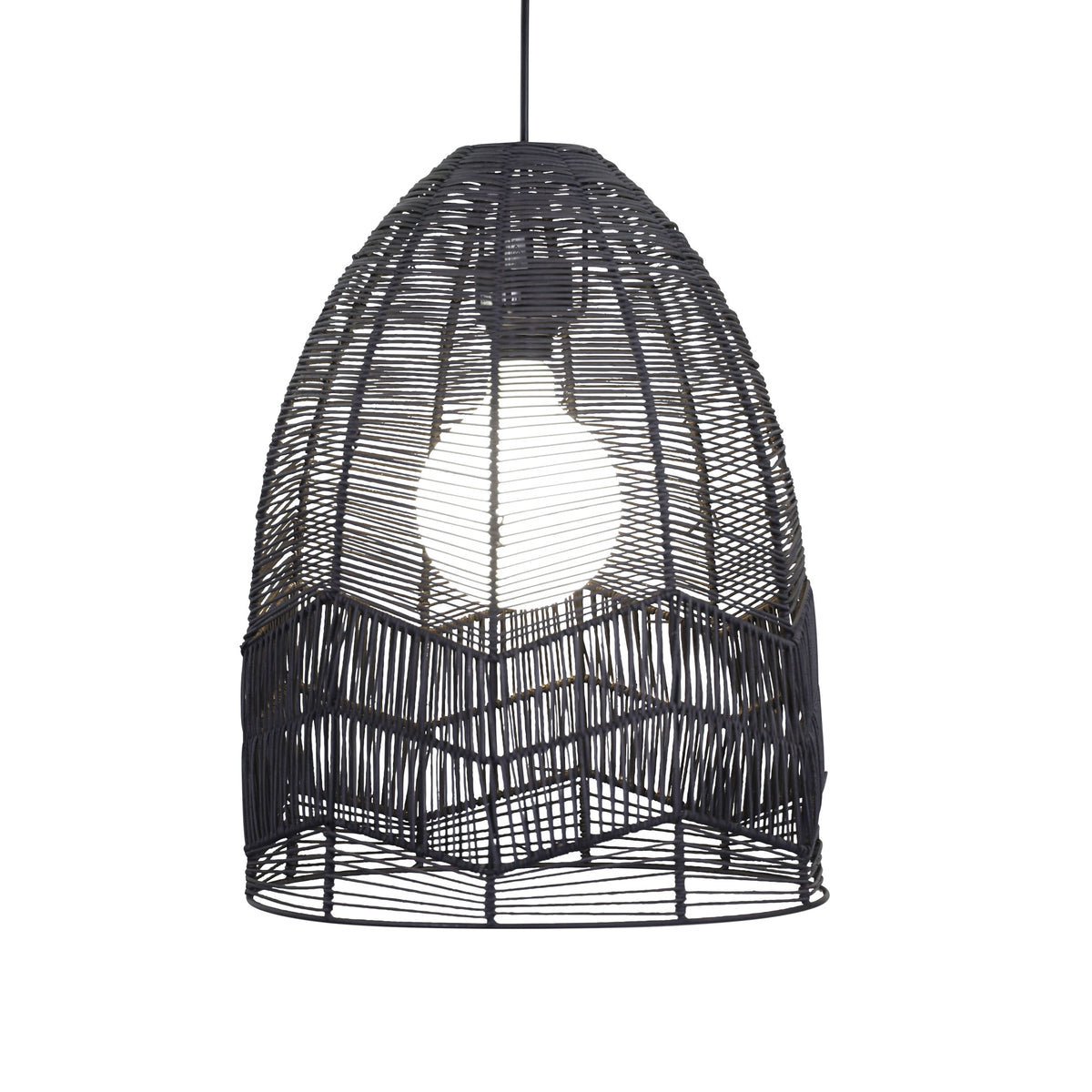 Serang 35 Black Rattan Cane Pendant Shade Only