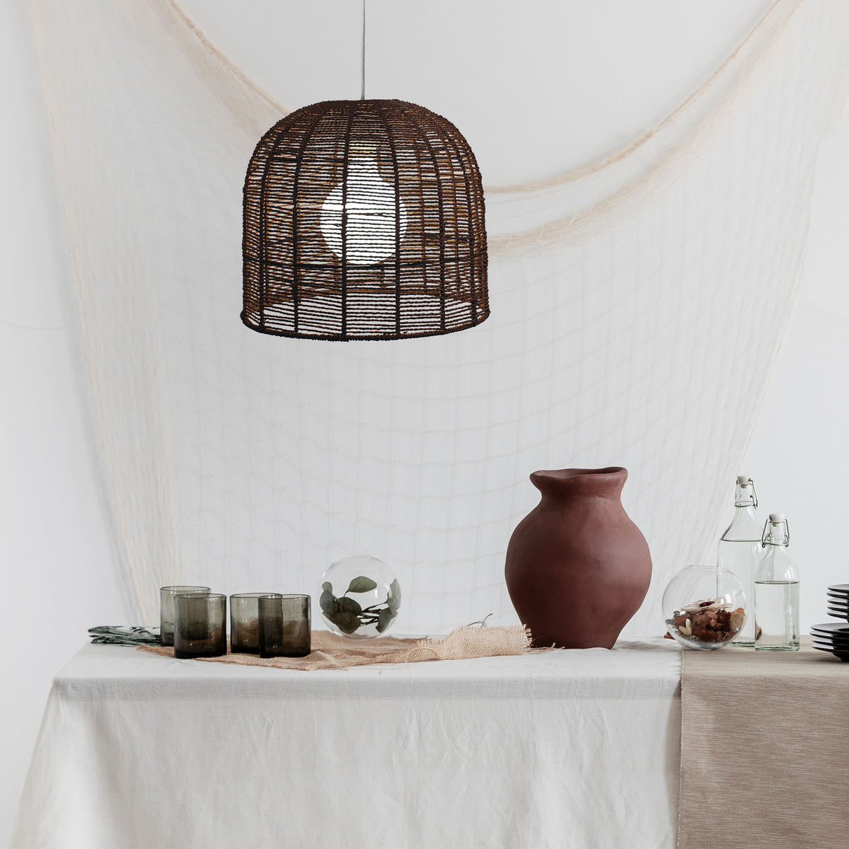 Poppa Brown Hand Woven String Pendant Shade Only