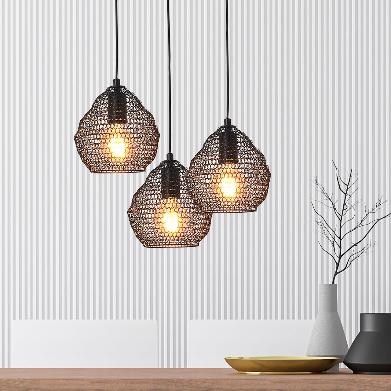 Mudag Small Black Metal Mesh Pendant