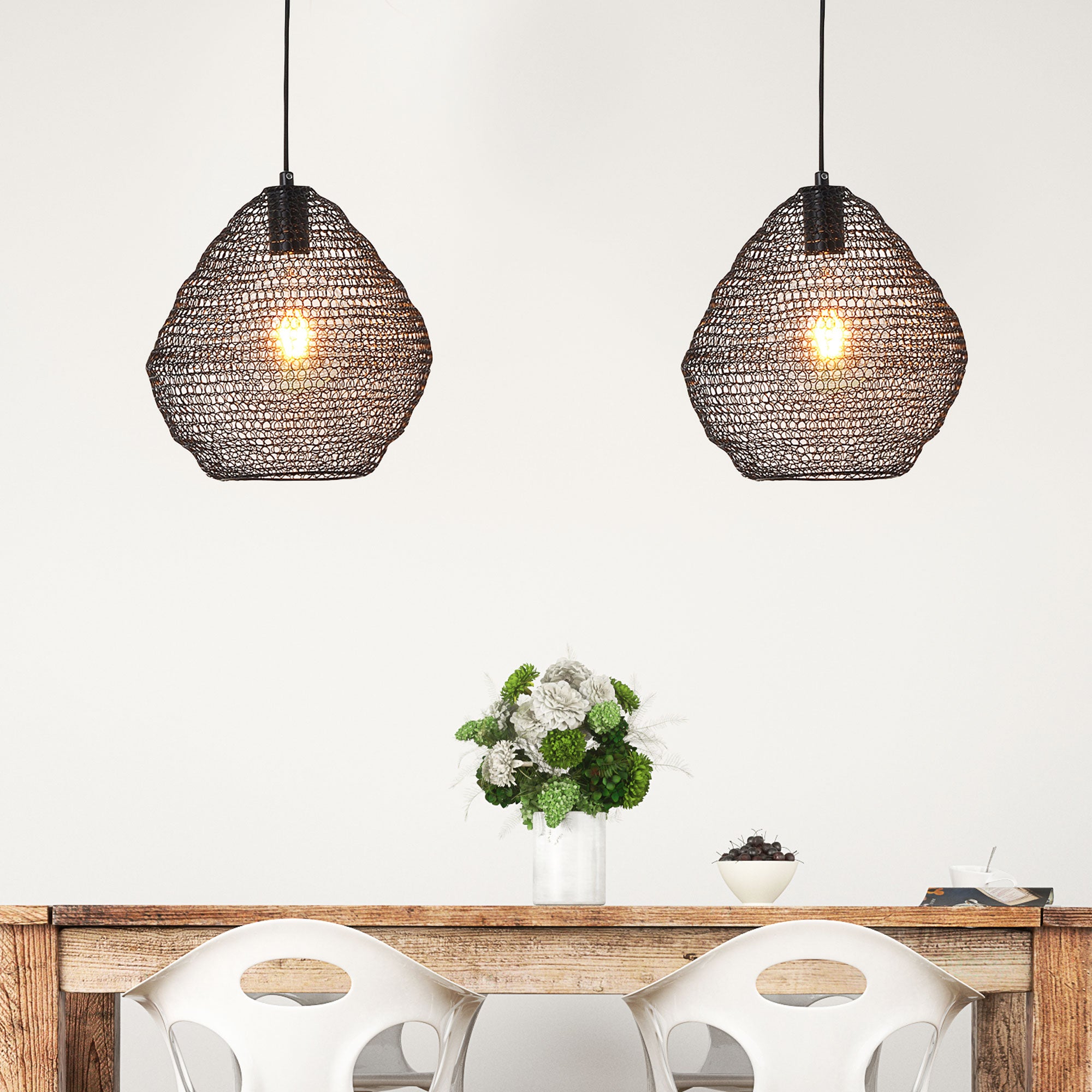 Mudag Medium Black Metal Mesh Pendant