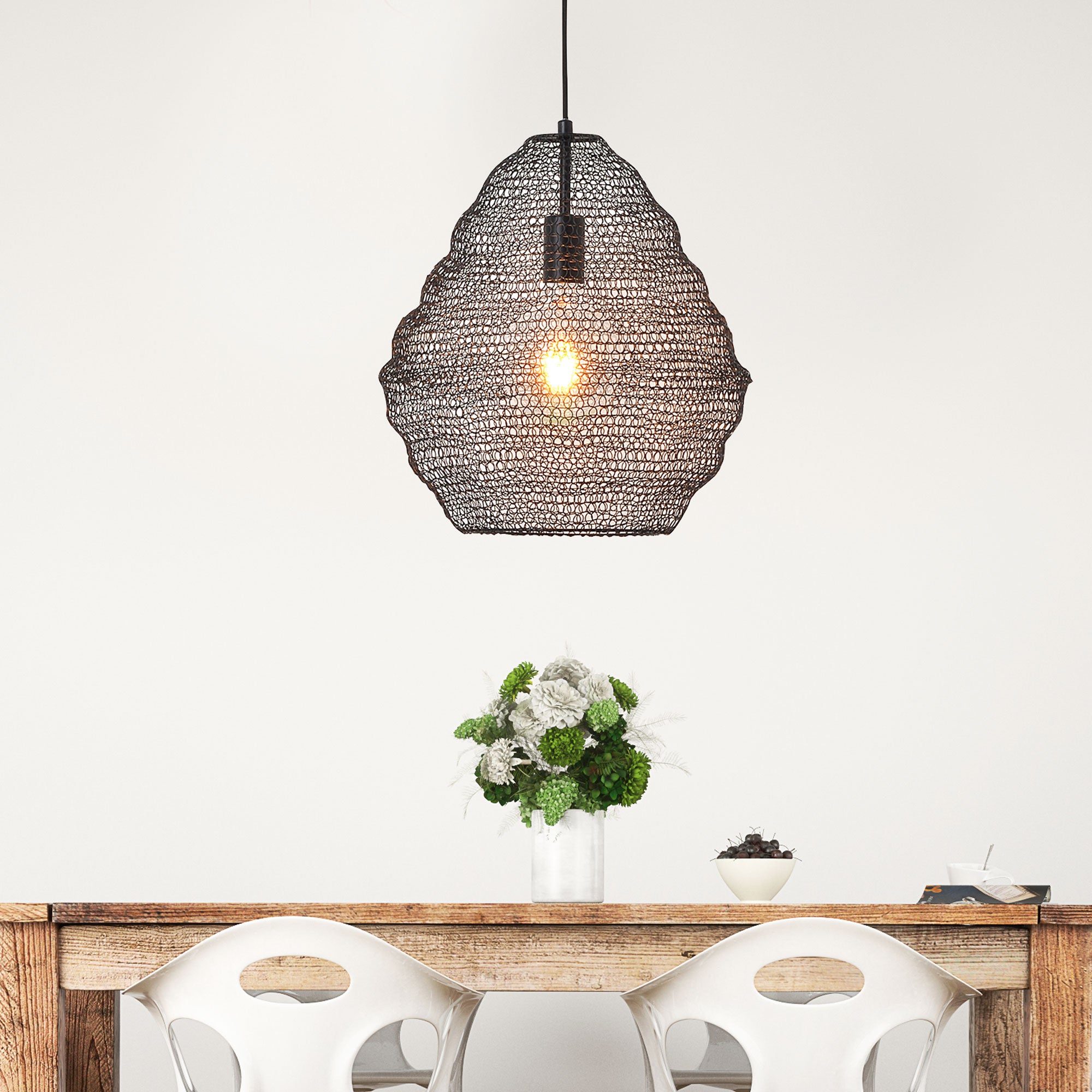 Mudag Large Black Metal Mesh Pendant