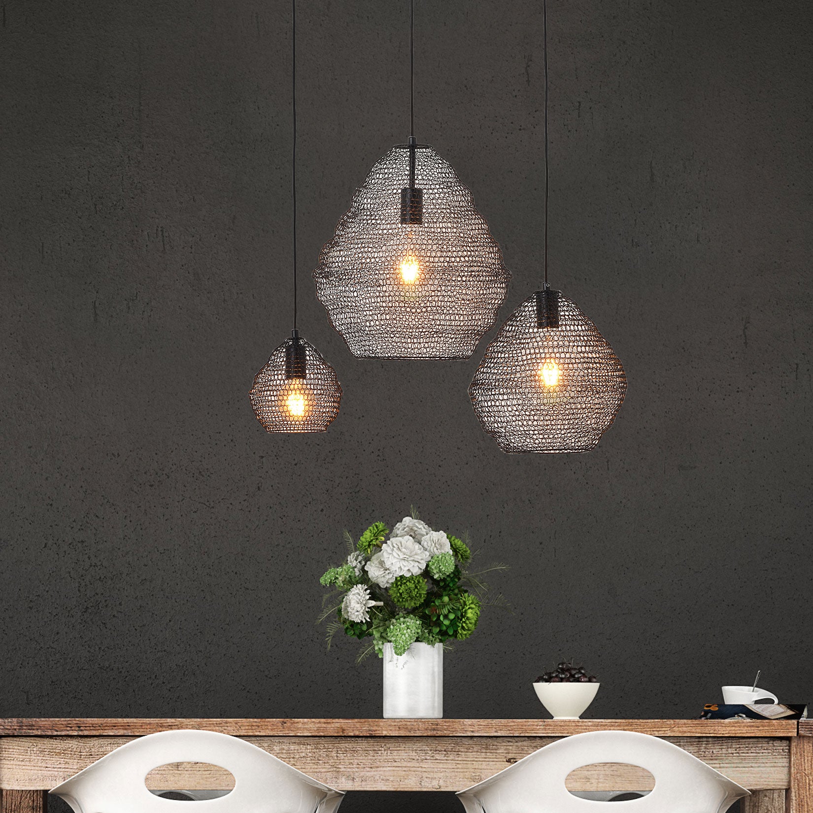 Mudag Large Black Metal Mesh Pendant