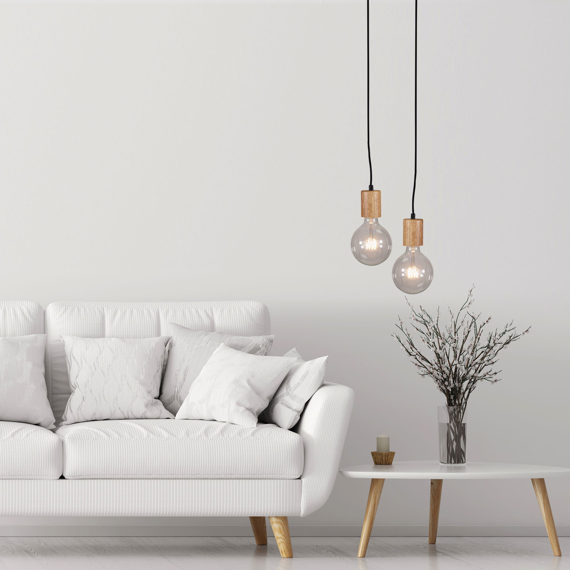 Plug Timber & Cloth Cord Pendant Suspension
