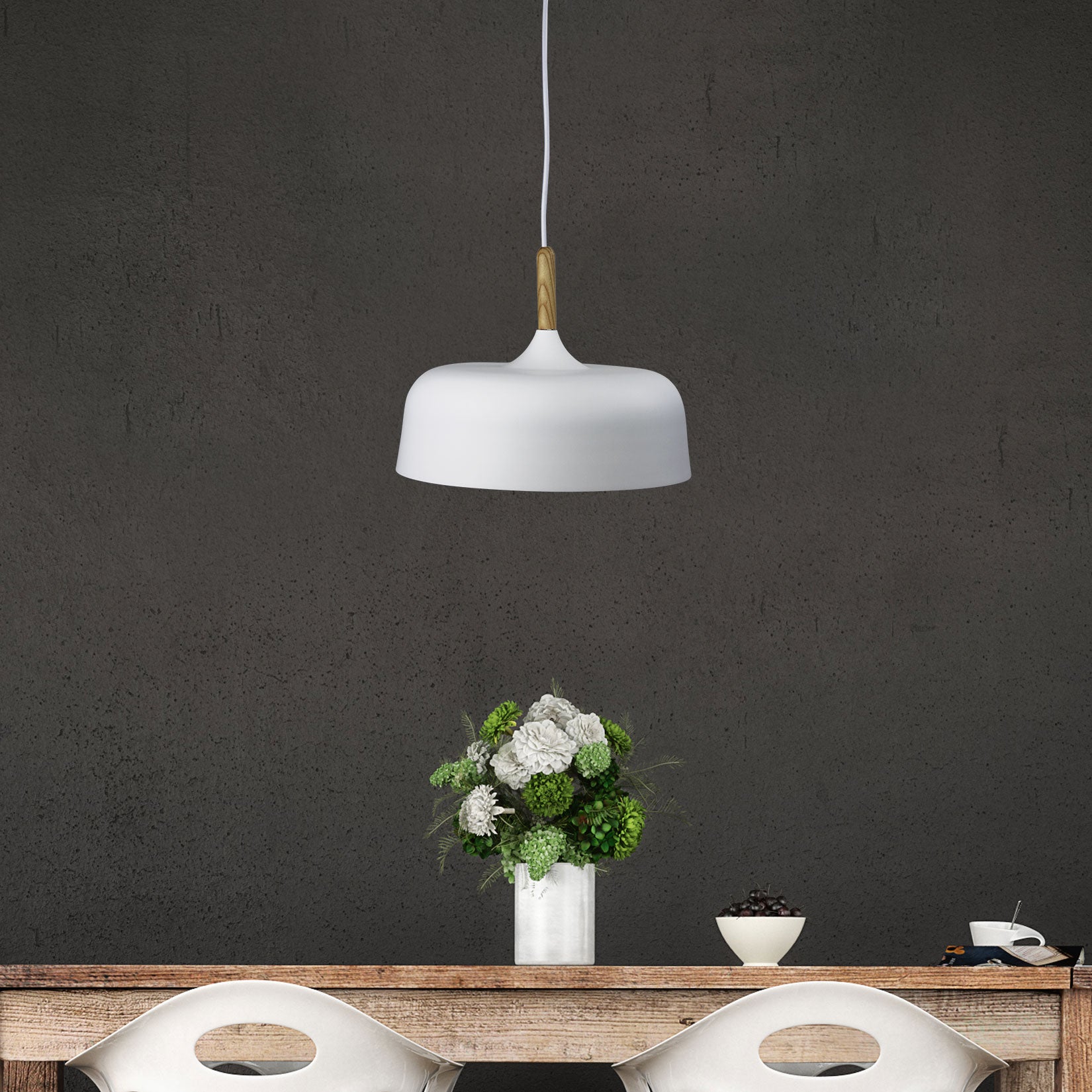 Malt.32 White & Timber Urban Retro Industrial Style Pendant