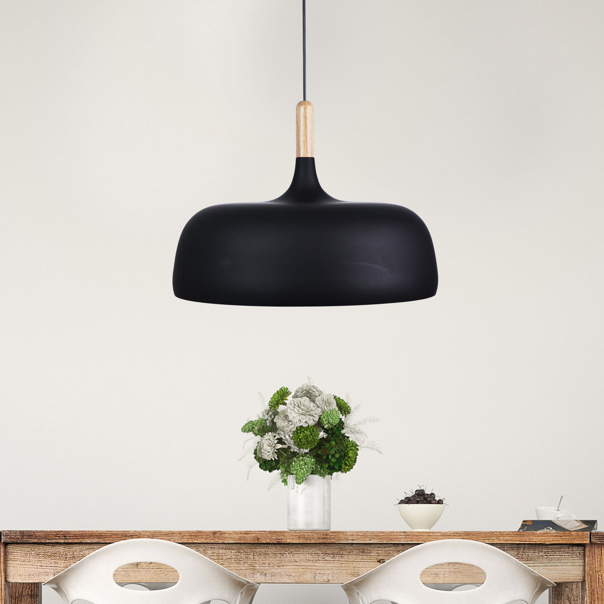 Malt 48 Black & Timber Urban Retro Industrial Style Pendant