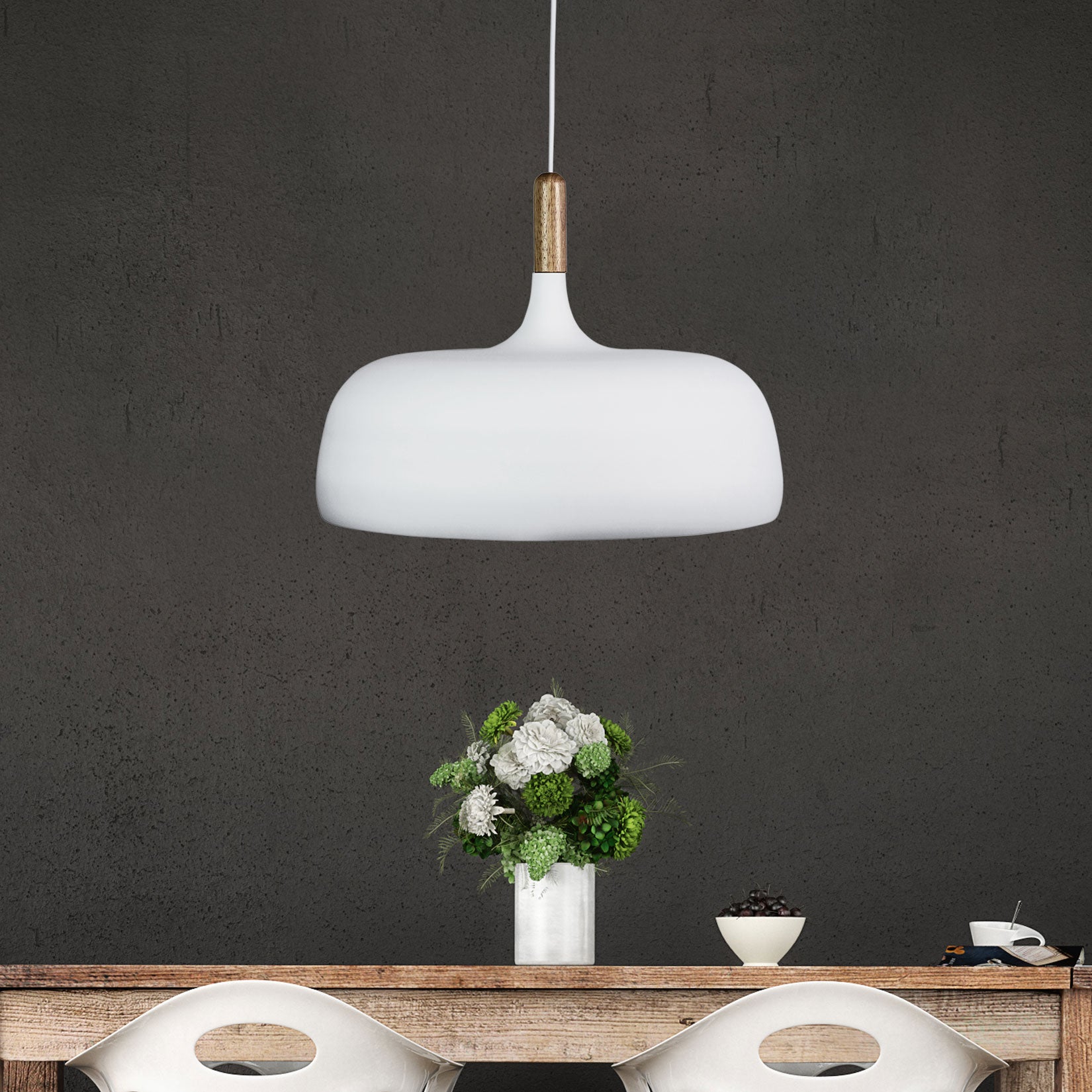 Malt.48 White & Timber Urban Retro Industrial Style Pendant