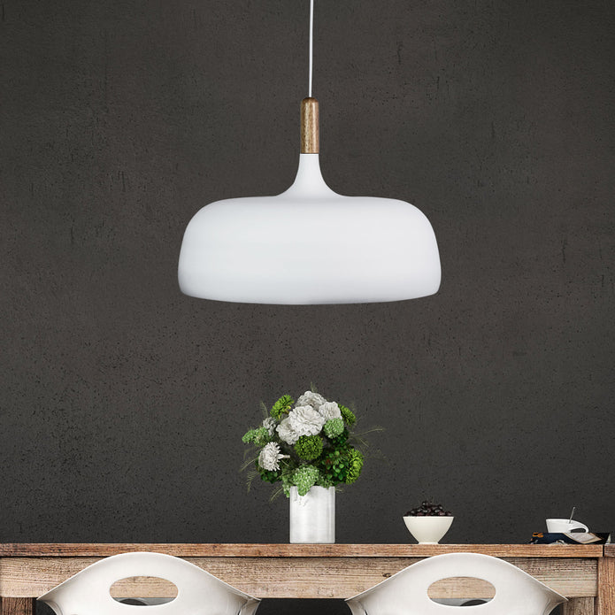 Malt 48 White & Timber Urban Retro Industrial Style Pendant