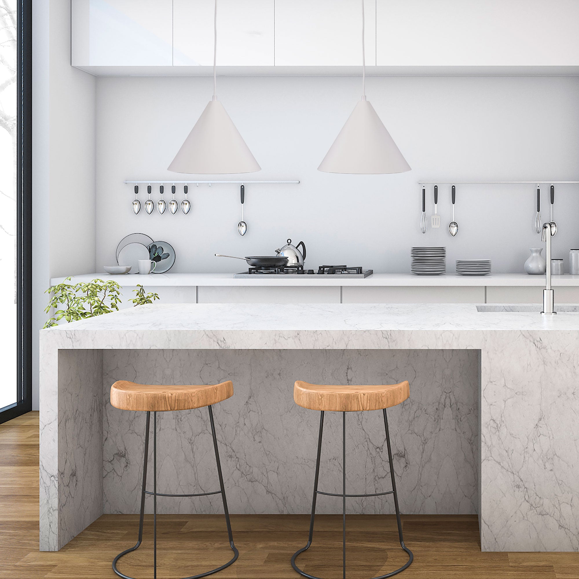 Conic.28 White Metal Stylish Conical Pendant