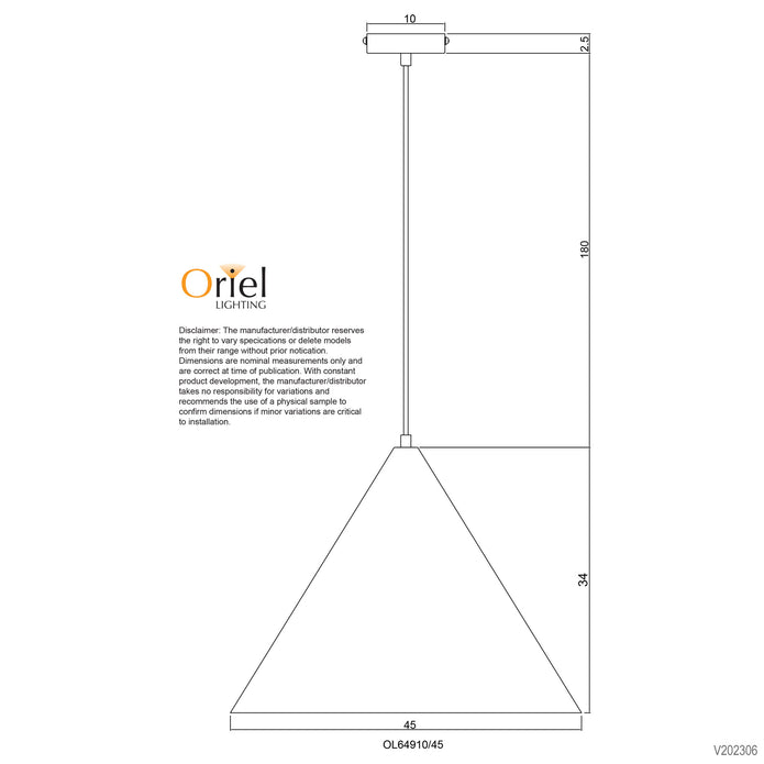 Conic 45 White Metal Stylish Conical Pendant