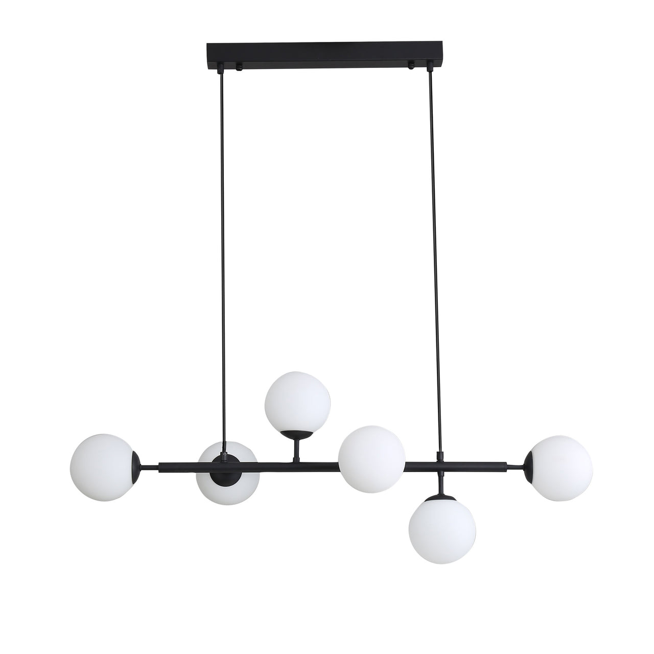 Eva.6 Black & Opal Glass 6 Light Bar Pendant