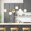 Eva 6 Satin Brass & Opal Glass 6 Light Bar Pendant