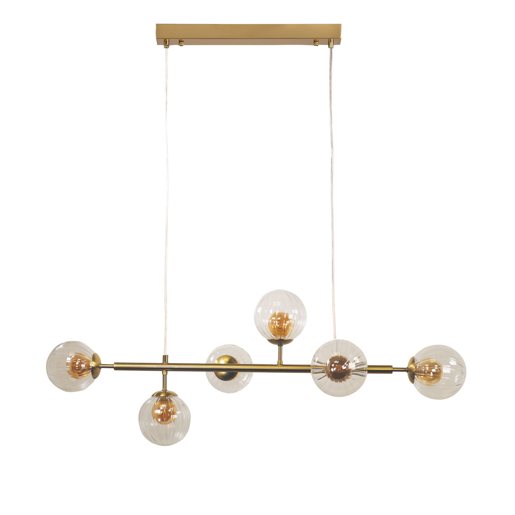 Volli 6 Satin Brass 6 Light Optic Glass Pendant
