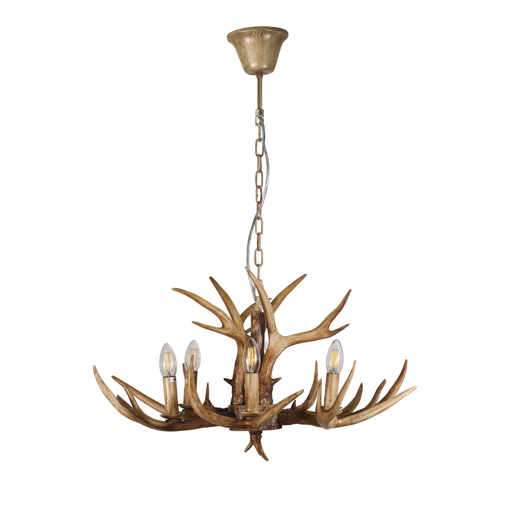 Hyort.6 Natural Brown 6 Light Deer Antler Designer Pendant