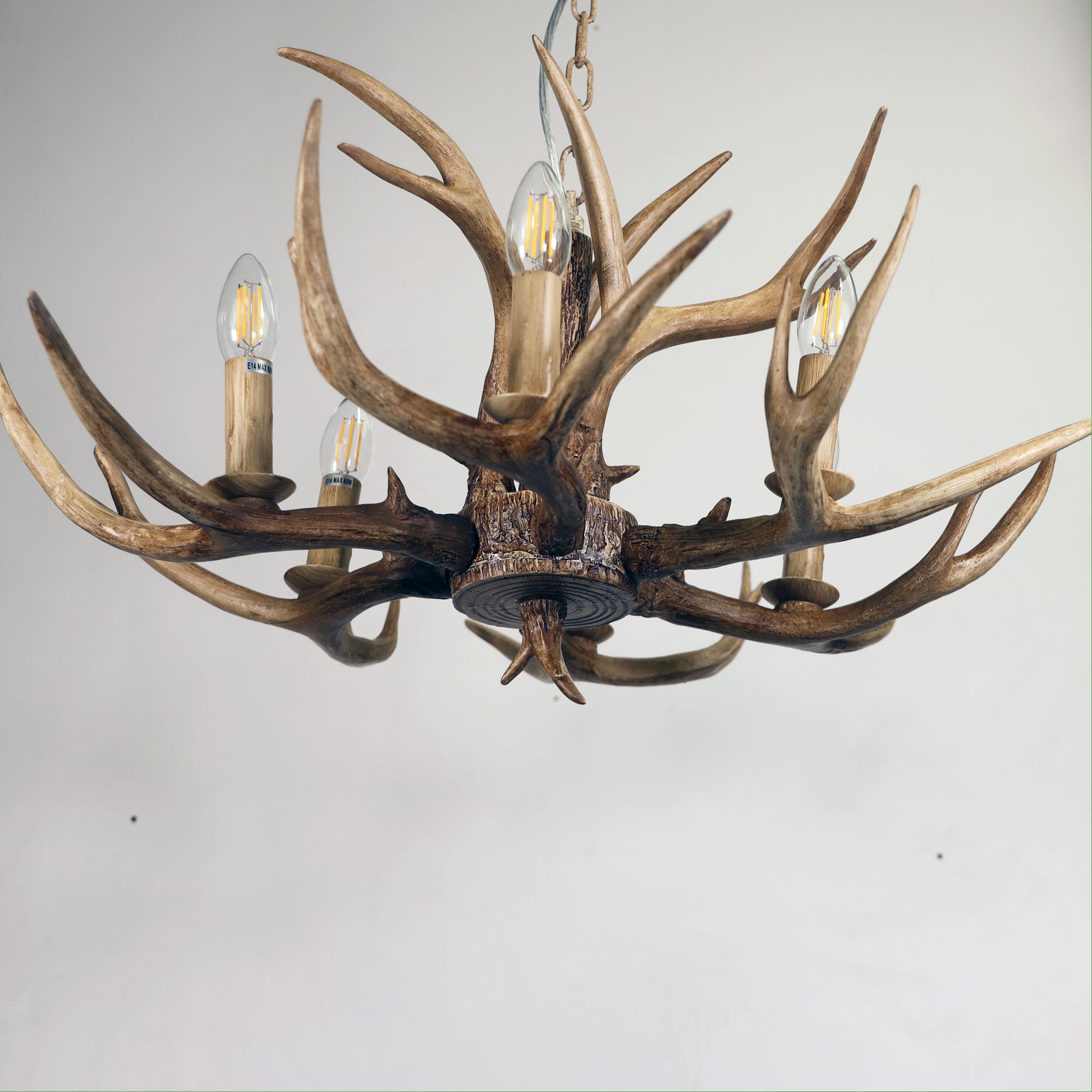 Hyort.6 Natural Brown 6 Light Deer Antler Designer Pendant