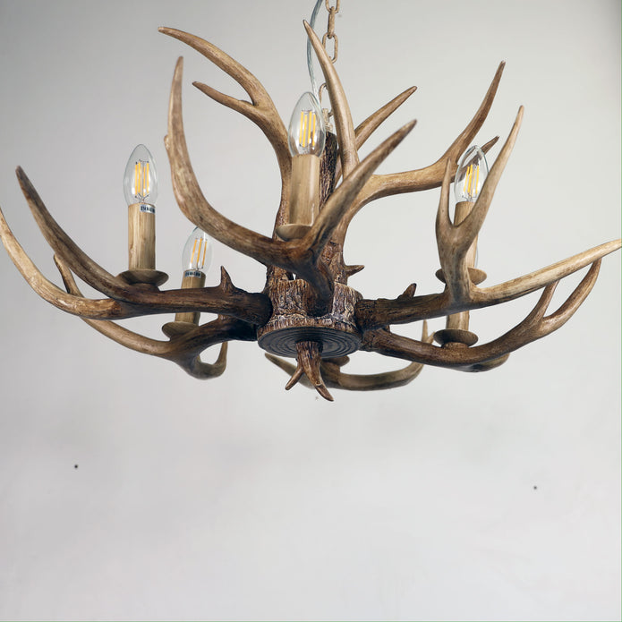 Hyort 6 Natural Brown 6 Light Deer Antler Designer Pendant