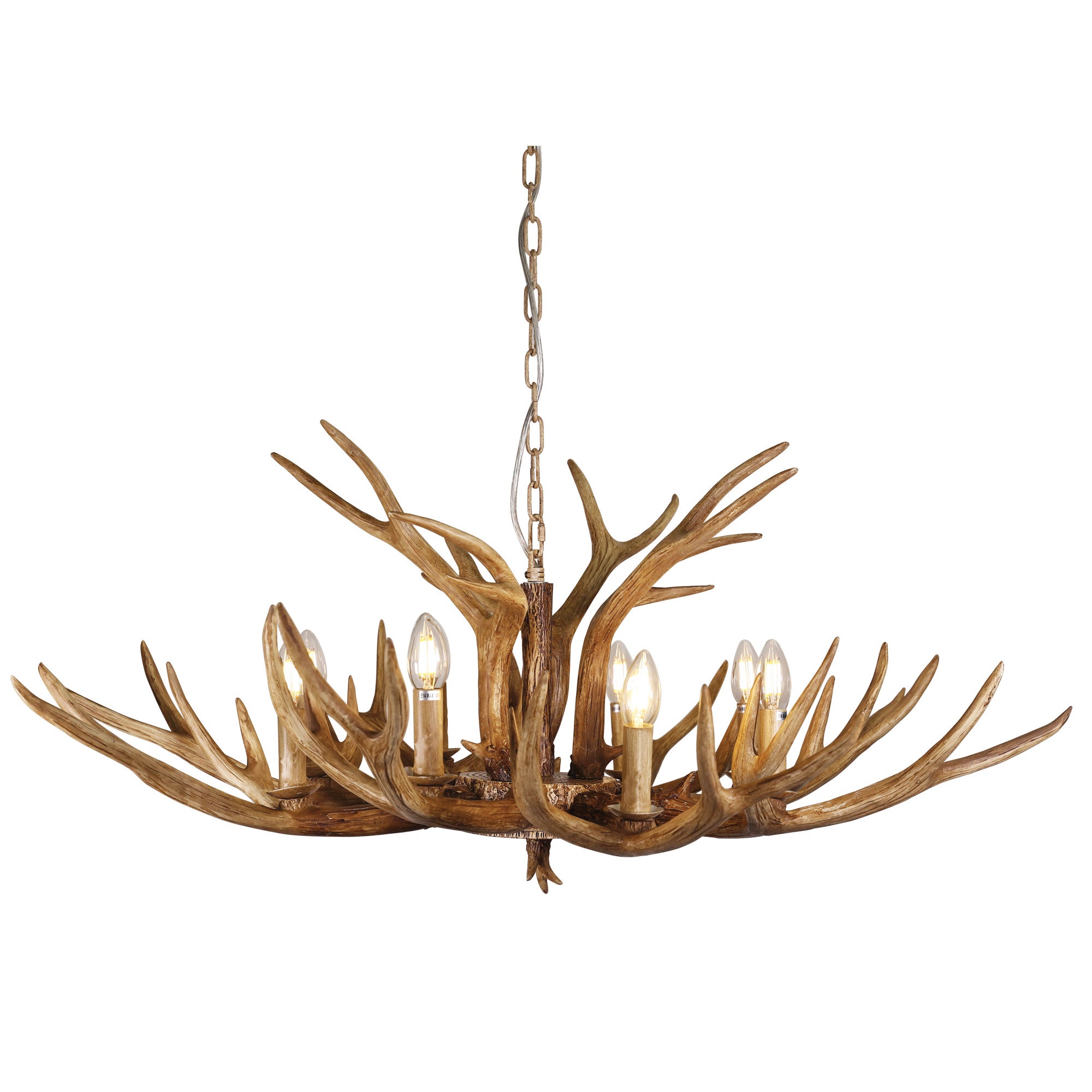 Hyort.8 Natural Brown 8 Light Deer Antler Designer Pendant