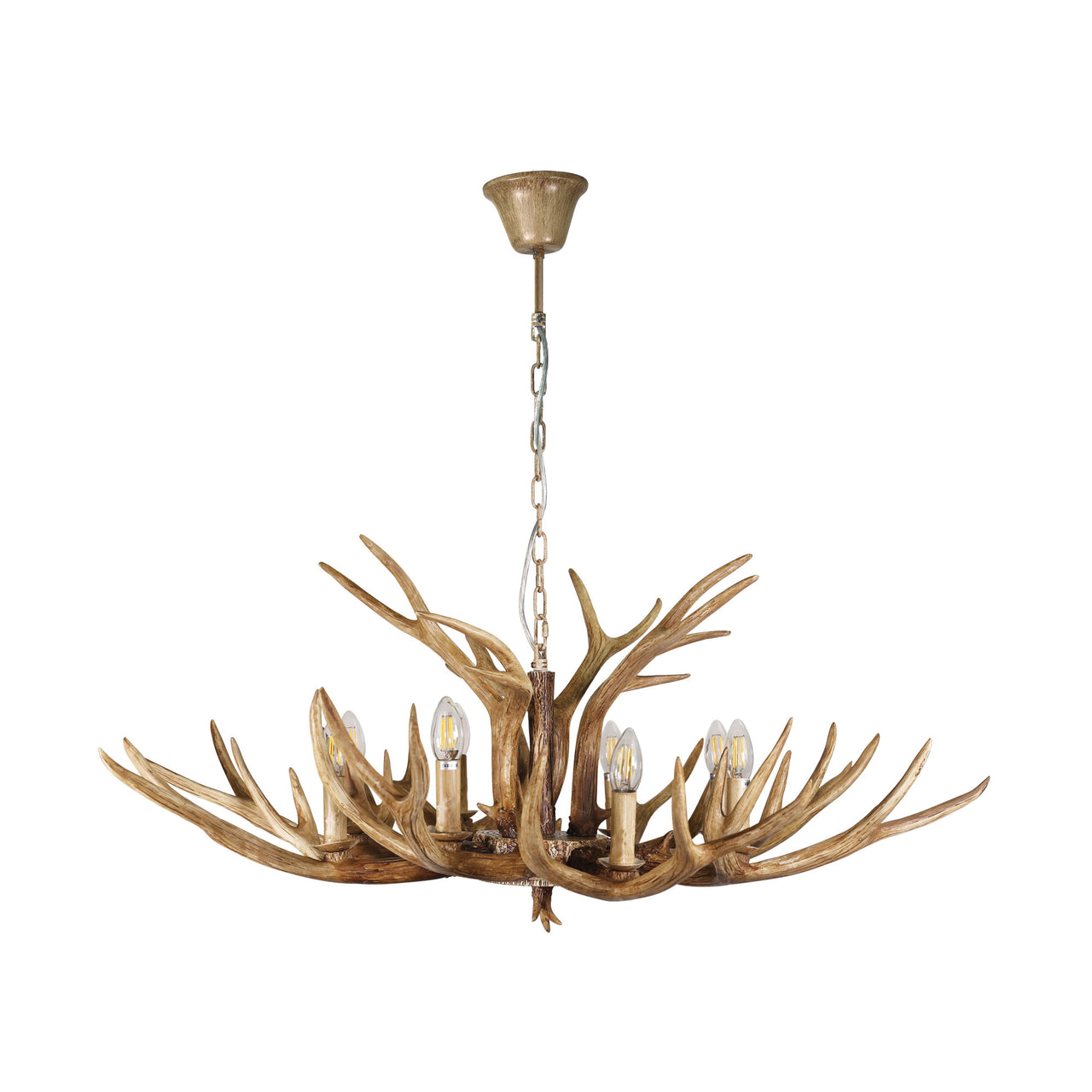 Hyort.8 Natural Brown 8 Light Deer Antler Designer Pendant