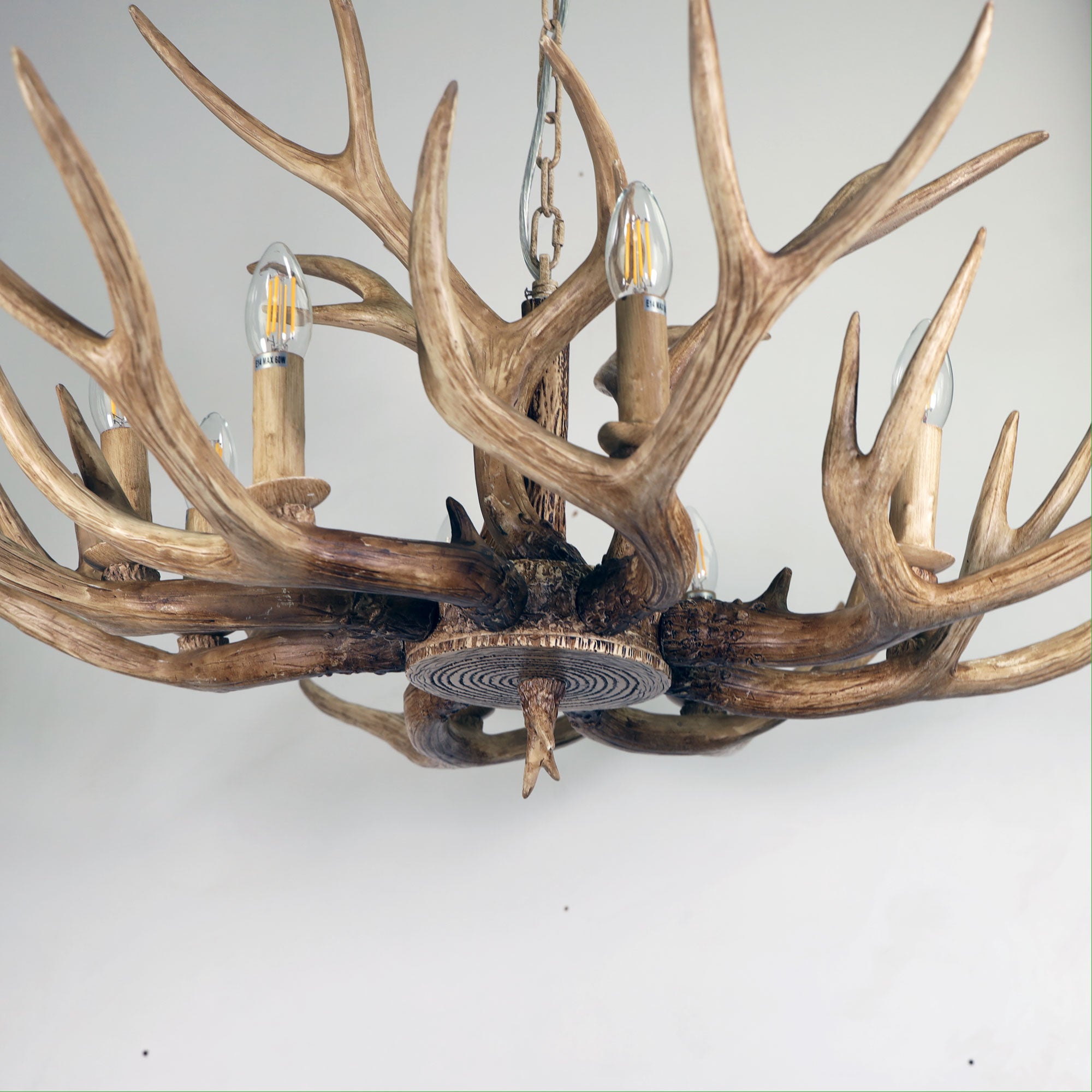 Hyort.8 Natural Brown 8 Light Deer Antler Designer Pendant