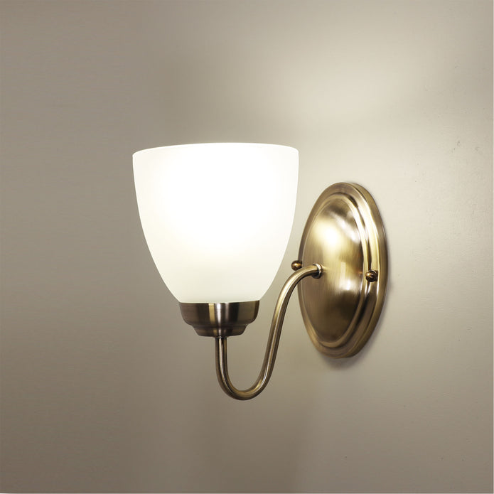 Rochester Antique Brass & Frosted Glass Traditional Wall Light