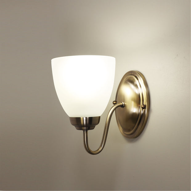 Rochester Antique Brass & Frosted Glass Traditional Wall Light