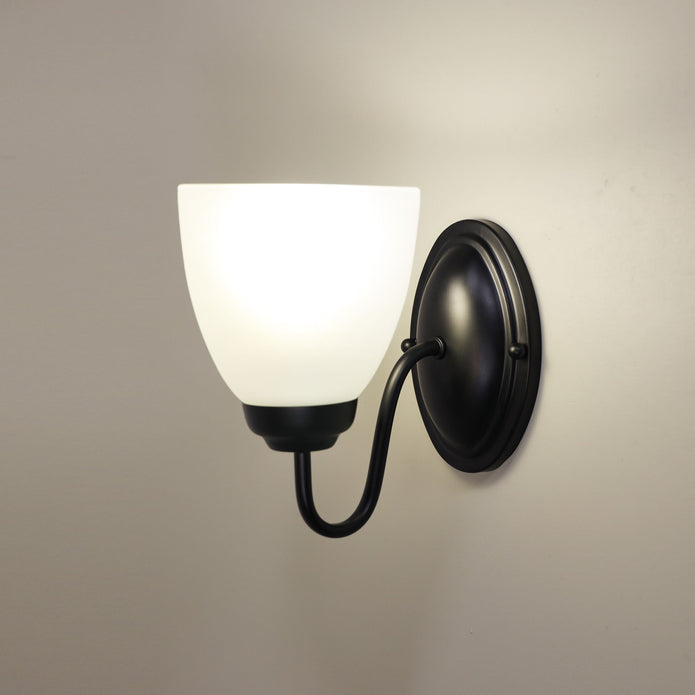 Rochester Black & Frosted Glass Traditional Wall Light