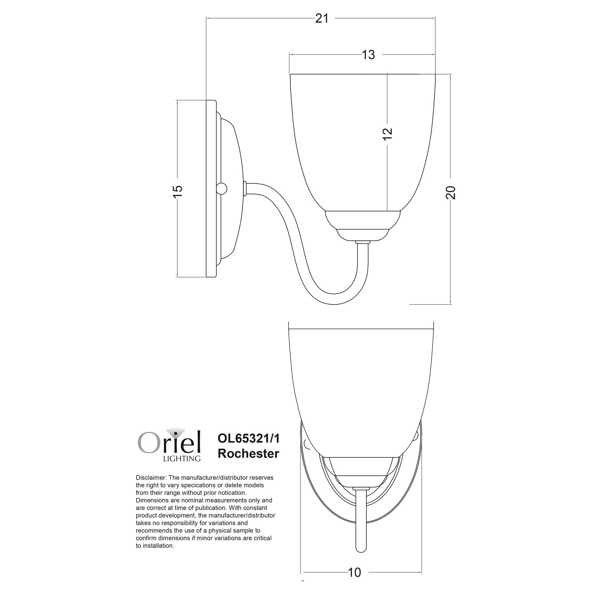 Rochester Black & Frosted Glass Traditional Wall Light