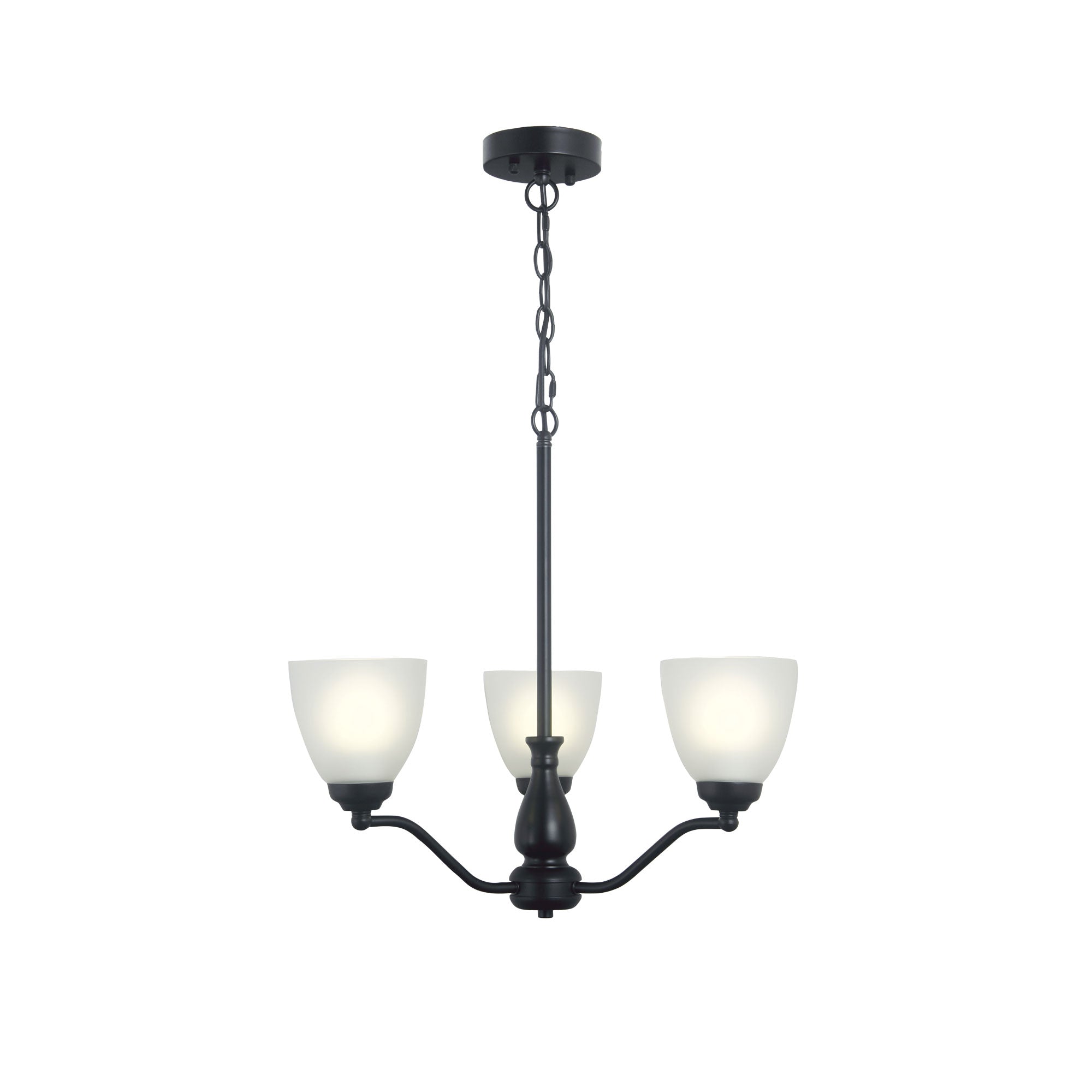 Rochester Black & Frosted Glass 3 Light Traditional Pendant