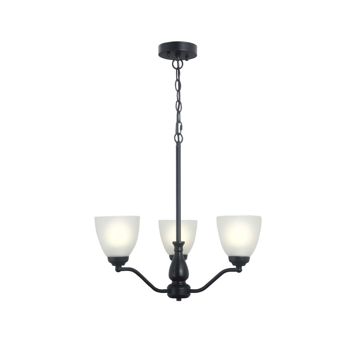 Rochester Black & Frosted Glass 3 Light Traditional Pendant