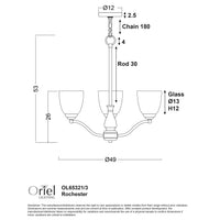 Thumbnail for Rochester Black & Frosted Glass 5 Light Traditional Pendant