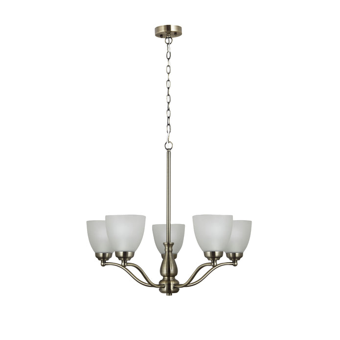 Rochester 5Lt Traditional Antique Brass Glass Pendant