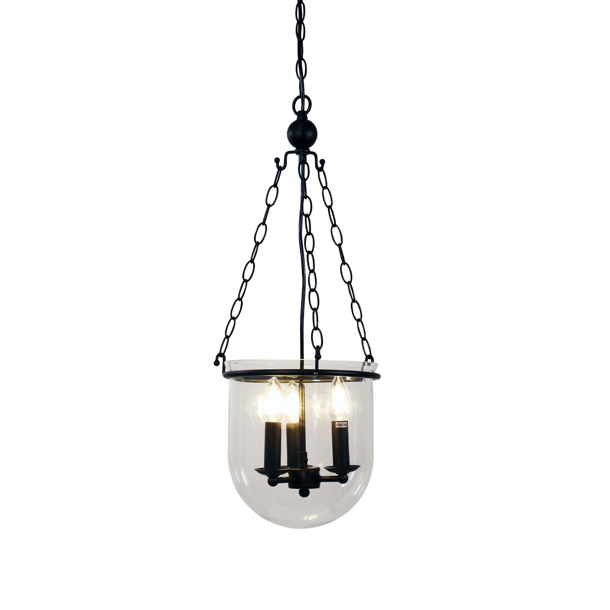 Weston Black & Clear Glass 3 Light Traditional Pendant