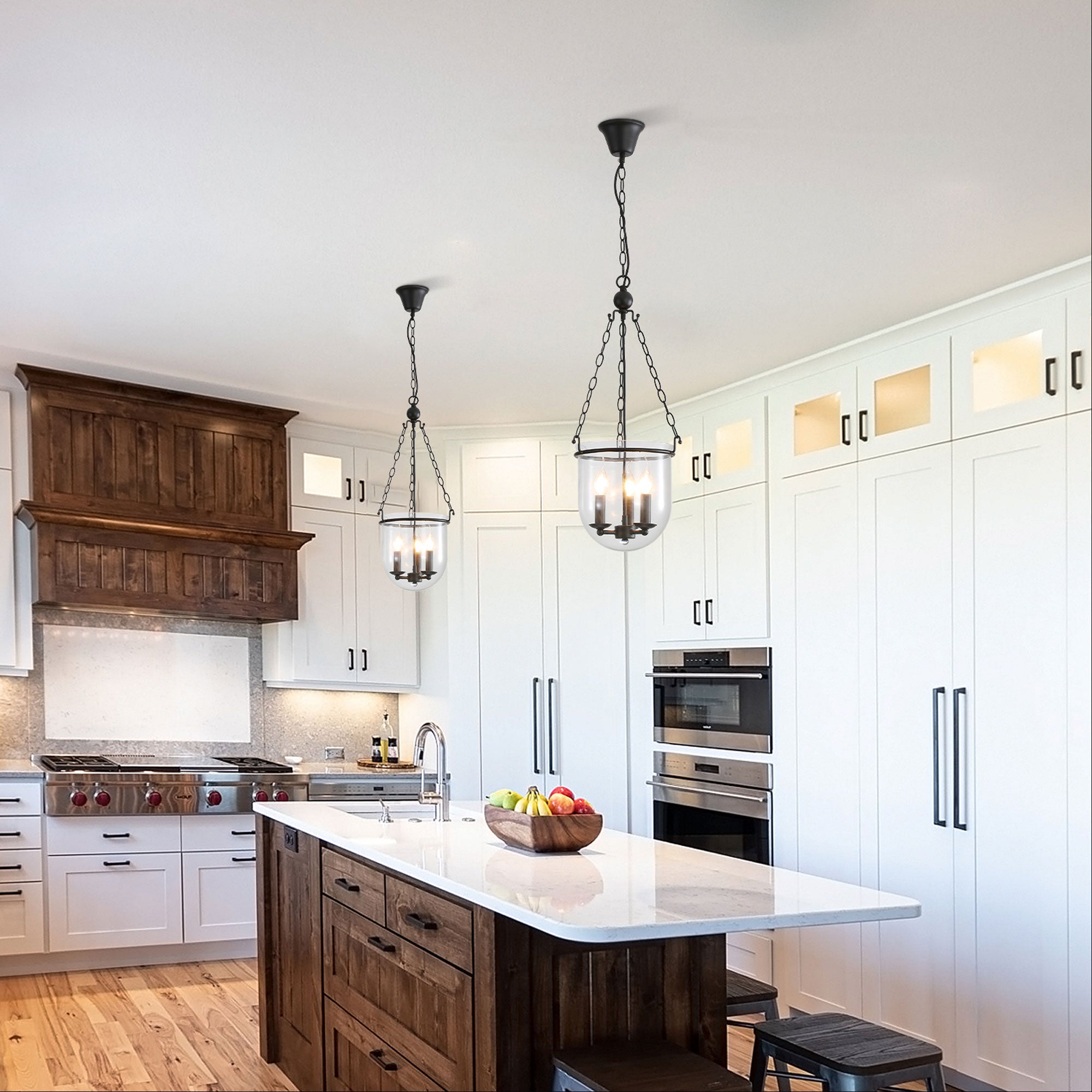 Weston Black & Clear Glass 3 Light Traditional Pendant