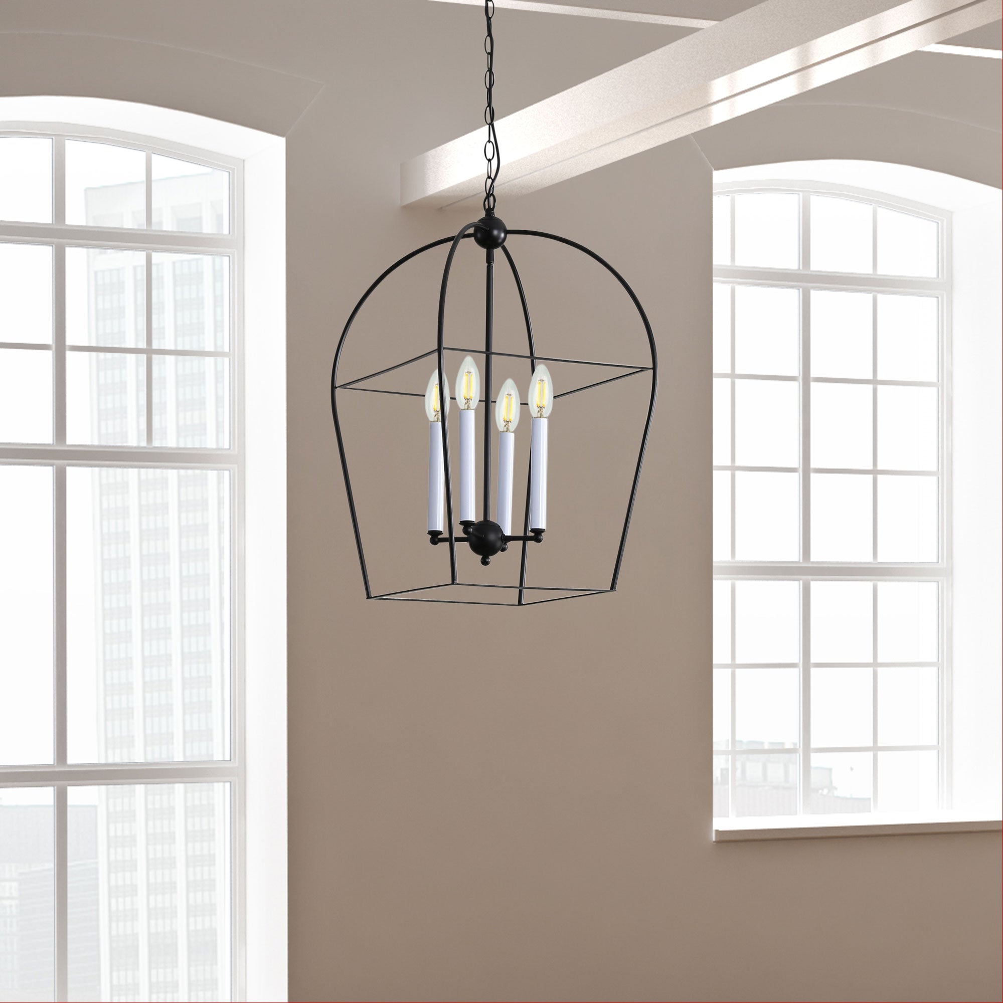 Langdon Black 4 Light Metal Chandelier