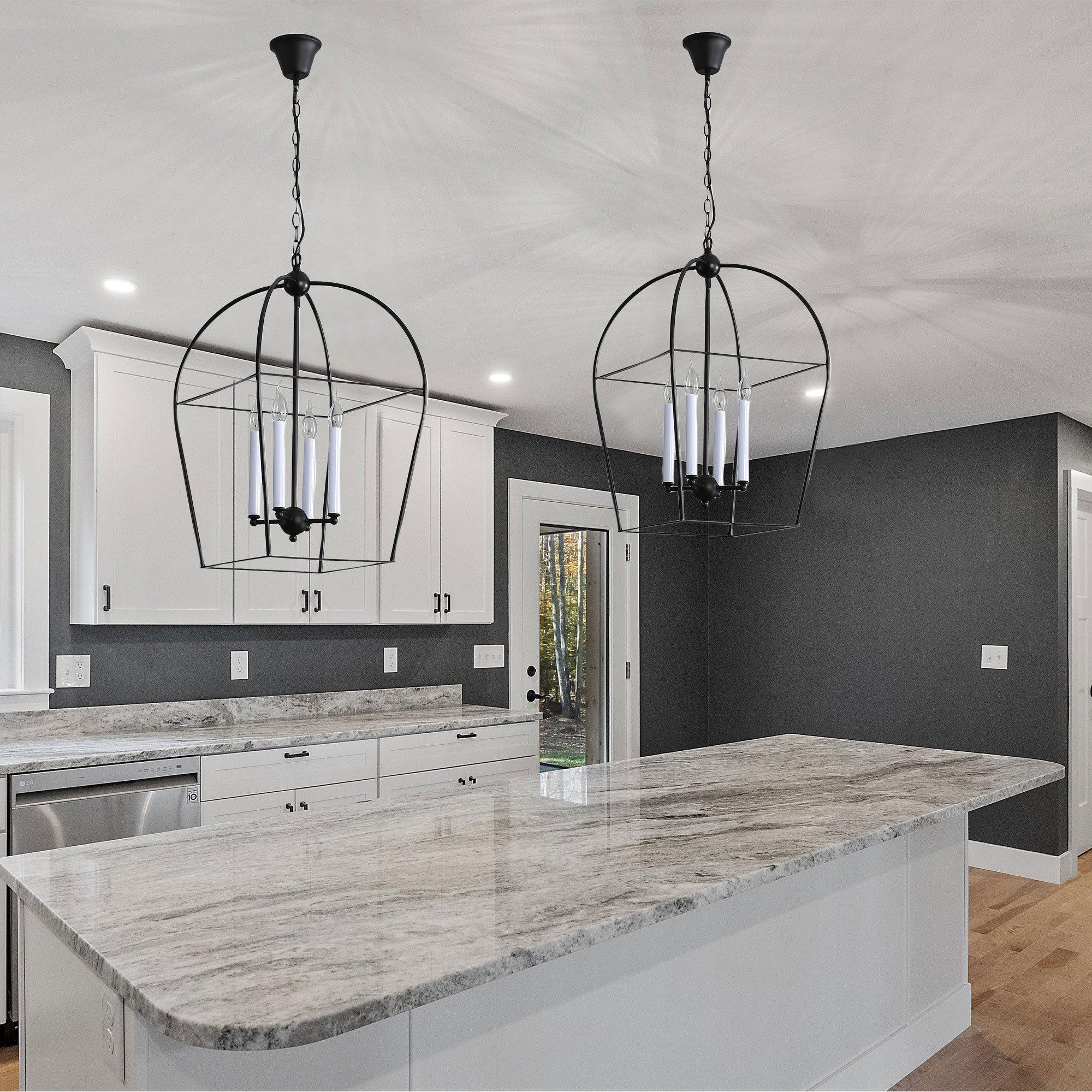 Langdon Black 4 Light Metal Chandelier