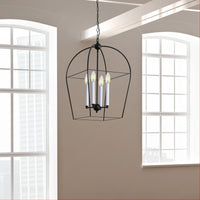 Thumbnail for Langdon Black 4 Light Metal Chandelier